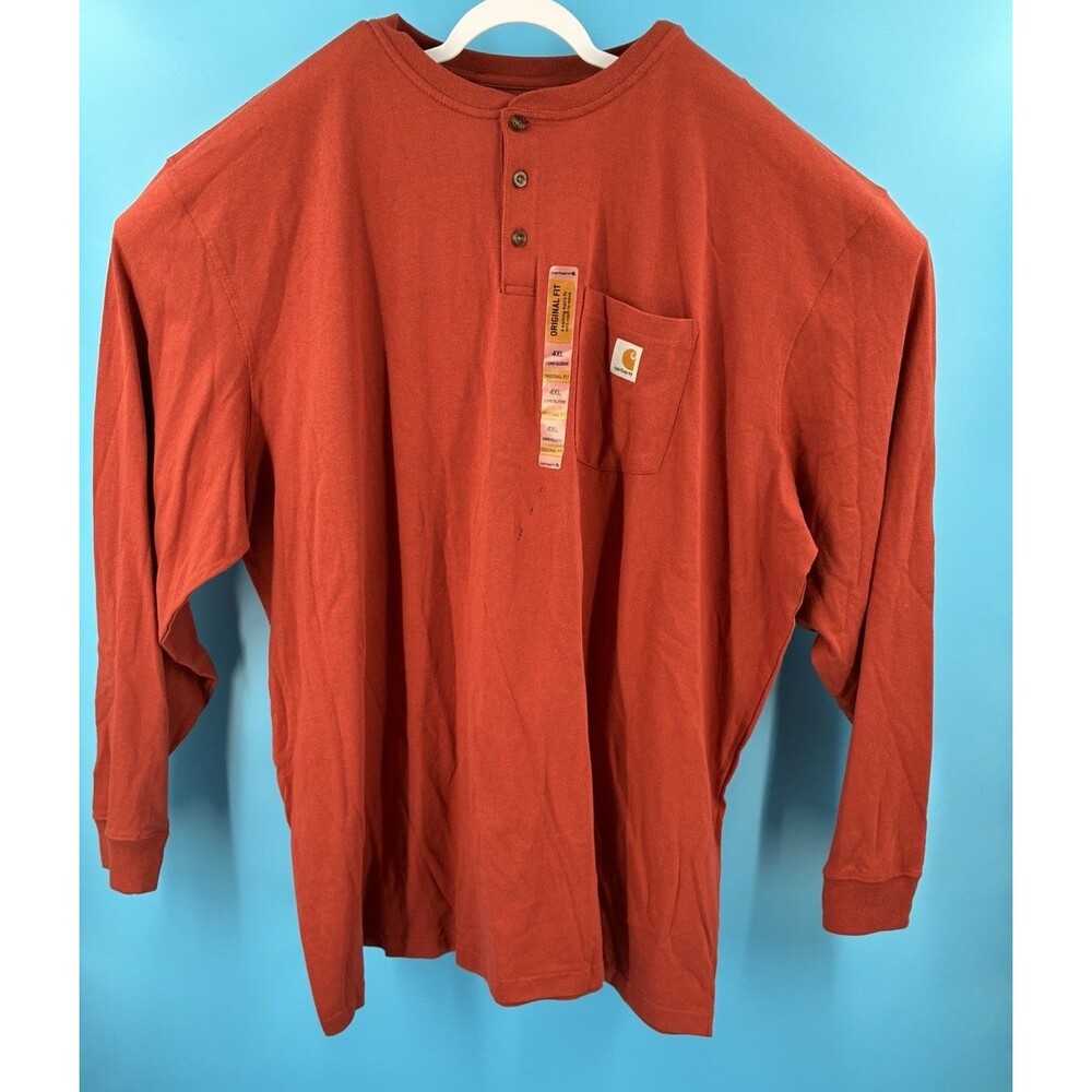 Carhartt K128 Men’s 4XL Original Fit Long Sleeve Henley Shirt Red NWT